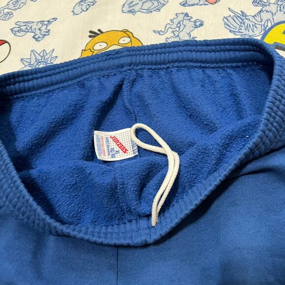 Vintage 90s Jerzees Blue Made in USA Cotton Sweatpants - Picture 2 of 3